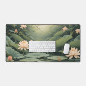 フローラコテージコアデスクマット、アジアンロータスフラワー&ホテル デスクマット (キーボード&マウス)