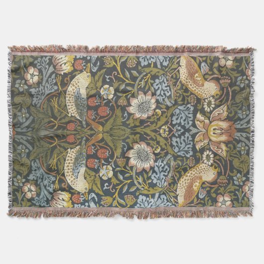 フローラコテージシック織りブランケットと鳥 スローブランケット (正面)