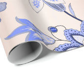 フローラコバルトブルーピンクローズパール赤面オリヒド ラッピングペーパー (ロールコーナー)