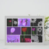 フローラコラージオンライトグレーフラットグリーティングカード (スタンド正面)