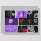 フローラコラージオンライトグレーフラットグリーティングカード (正面/裏面)