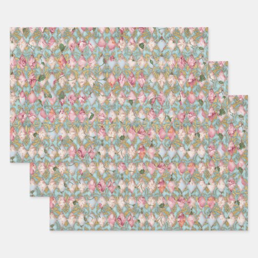 フローラコンテンポラリーデカップグ装飾紙 ラッピングペーパーシート (セット)