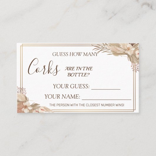 フローラコークスブライダルシャワーカードゲーム プレイスカード (正面)