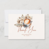 フローラコーヒーをテーマにしたブライダルシャワーサンキューカード 招待状 (正面)