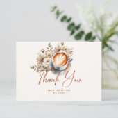 フローラコーヒーをテーマにしたブライダルシャワーサンキューカード 招待状 (スタンド正面)