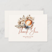 フローラコーヒーをテーマにしたブライダルシャワーサンキューカード 招待状 (正面/裏面)