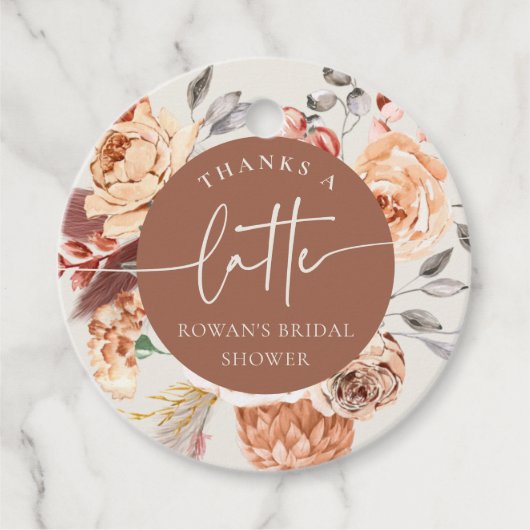 フローラコーヒ感謝していーテーマ「ラテ」ブライダルシャワー フェイバータグ (正面)