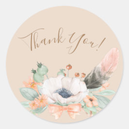 フローラコーラルウォーターミニマルカラーサンキュー ラウンドシール