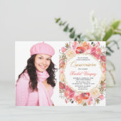 フローラコーラルピンク金ゴールドガーデンキンセアニェラ写真 招待状 (スタンド正面)