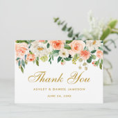 フローラコーラル金ゴールド結婚ズサンキュー サンキューカード (スタンド正面)