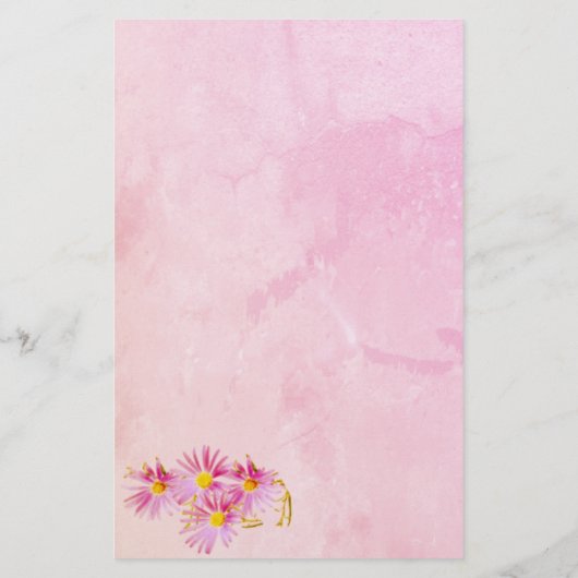 フローラコー縁どナー抽象芸術ピンク背景 便箋 (裏面)