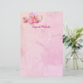 フローラコー縁どナー抽象芸術ピンク背景 便箋 (スタンド正面)