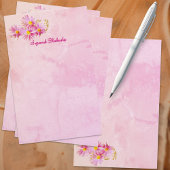 フローラコー縁どナー抽象芸術ピンク背景 便箋