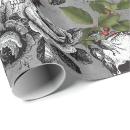 フローラゴシックグランジスカルパターン ラッピングペーパー