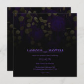 フローラゴシックパープル&金ゴールド葉ズハンドスティング 招待状 (正面/裏面)