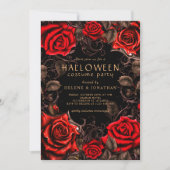 フローラゴシック体の大人ハロウィーンの衣装パーティー 招待状 (正面)