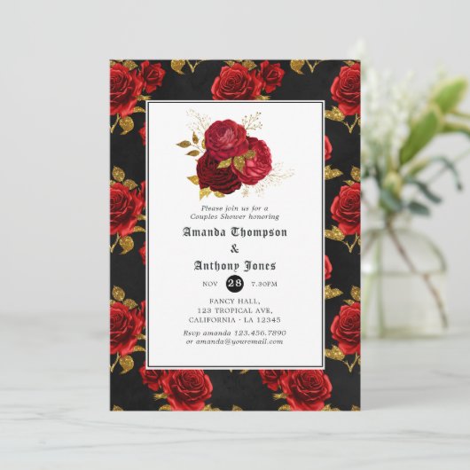 フローラゴシック様式のカップルのシャワー 招待状 (スタンド正面)