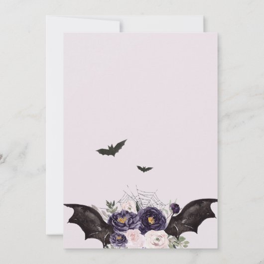 フローラゴシック様式のハロウィーン棺の赤ちゃんシャワー 招待状 (裏面)