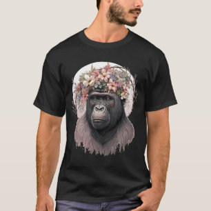 フローラゴリラフラワークラウンモンキー Tシャツ