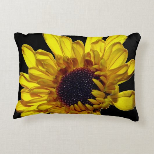 フローラゴールデンイエローブラック抽象芸術デコアートール アクセントクッション (裏面)