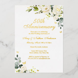 フローラゴールデンバタフ結婚ィー50周年 箔招待状