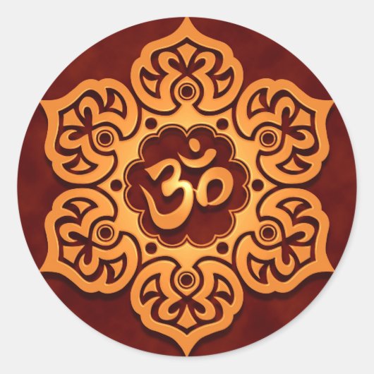 フローラゴールデンレッドオウムデザイン ラウンドシール (正面)