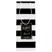 フローラゴールドストライプフォイル結婚ズワイン ワインギフトバッグ (裏面)