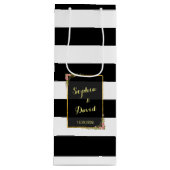 フローラゴールドストライプフォイル結婚ズワイン ワインギフトバッグ (正面)