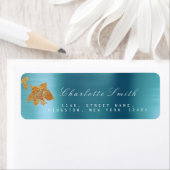 フローラゴールドフォイルアクアメタリックブルーウォーターRSVP ラベル (インサイチュ)