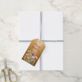 フローラゴールドフォイルハッピーバースデー ギフトタグ (より糸付き)