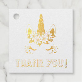 フローラゴールドフォイルUnicorn赤ちゃんシャワーありがとう フェイバータグ