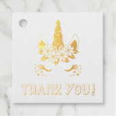 フローラゴールドフォイルUnicorn赤ちゃんシャワーありがとう フェイバータグ (正面)