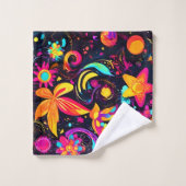 フローラサイケデリックコスモス バスタオルセット (ウォッシュタオル)