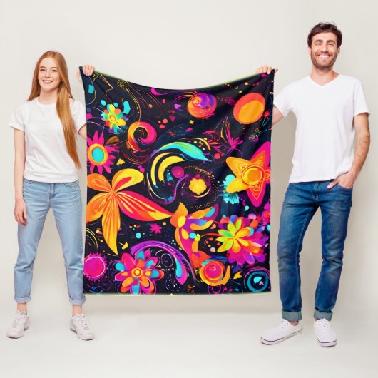 フローラサイケデリックコスモス フリースブランケット (インサイチュ)
