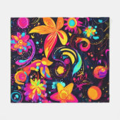 フローラサイケデリックコスモス フリースブランケット (正面(横))