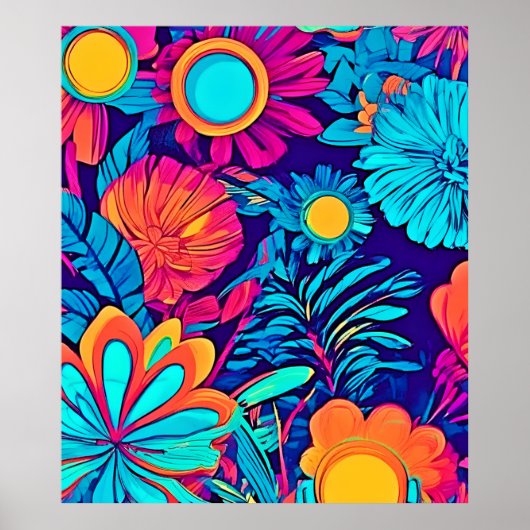 フローラサイケデリックタペストリー ポスター (正面)