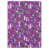 フローラサイケデリックマッシュルームピンク、紫、黒 クリップボード (裏面)