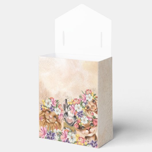 フローラサファリのワイルドワンベビーシャワー金ゴールド フェイバーボックス (オープン)