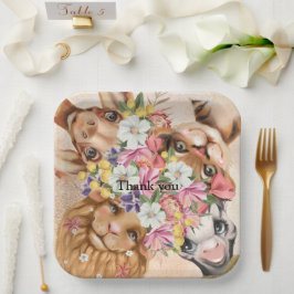 フローラサファリのワイルドワンベビーシャワー金ゴールド ペーパープレート