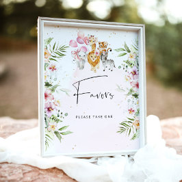 フローラサファリの動物の赤ちゃんシャワーはポスター ポスター