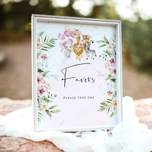 フローラサファリの動物の赤ちゃんシャワーはポスター ポスター