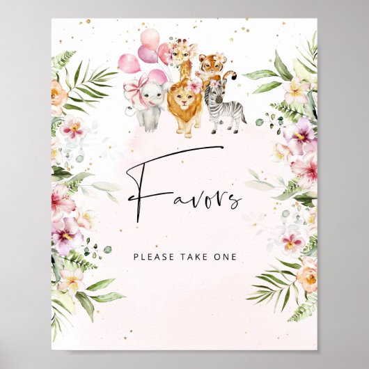 フローラサファリの動物の赤ちゃんシャワーはポスター ポスター (正面)