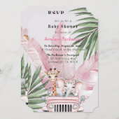 フローラサファリアドベンチャーガールベビーシャワー 招待状 (正面/裏面)