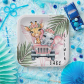 フローラサファリアドベンチャーピンクガールベビーシャワー ペーパープレート (パーティー)