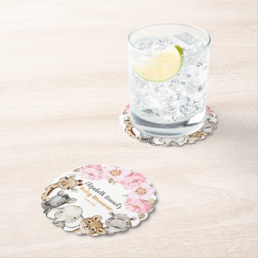 フローラサファリアニマルズベビーシャワー紙コースター ペーパーコースター (インサイチュ)