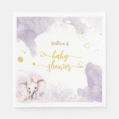 フローラサファリエレファントパープルベビーシャワー スタンダードランチョンナプキン (正面)