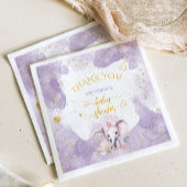 フローラサファリエレファントパープルベビーシャワー スタンダードランチョンナプキン