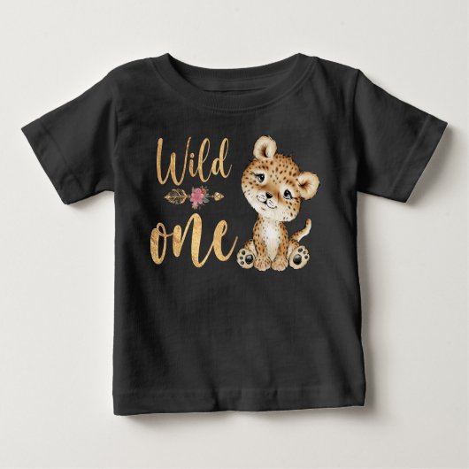 フローラサファリワイルドワンヒョウ1歳 ベビーTシャツ (正面)