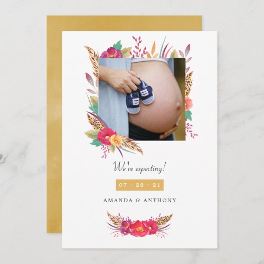 フローラサファリ写真妊娠のお知らせ 案内状 (正面/裏面)