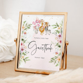 フローラサファリ動物のゲストブックポスター ポスター